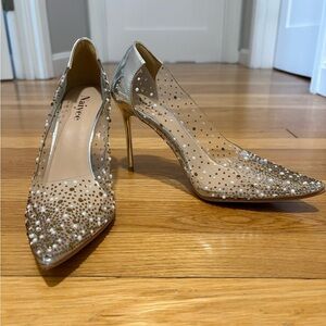 High Stiletto Heel Crystal Rhinestones Closed Toe Wedding or Party